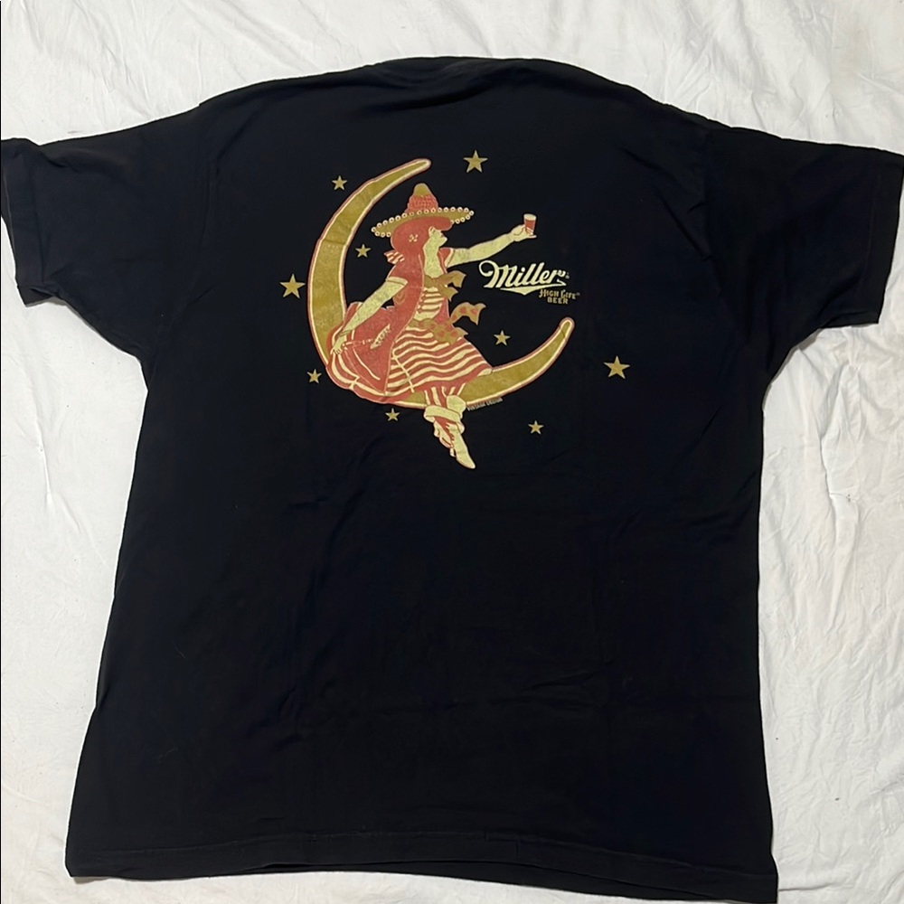 Miller Lite Black T-Shirt with Witch Design